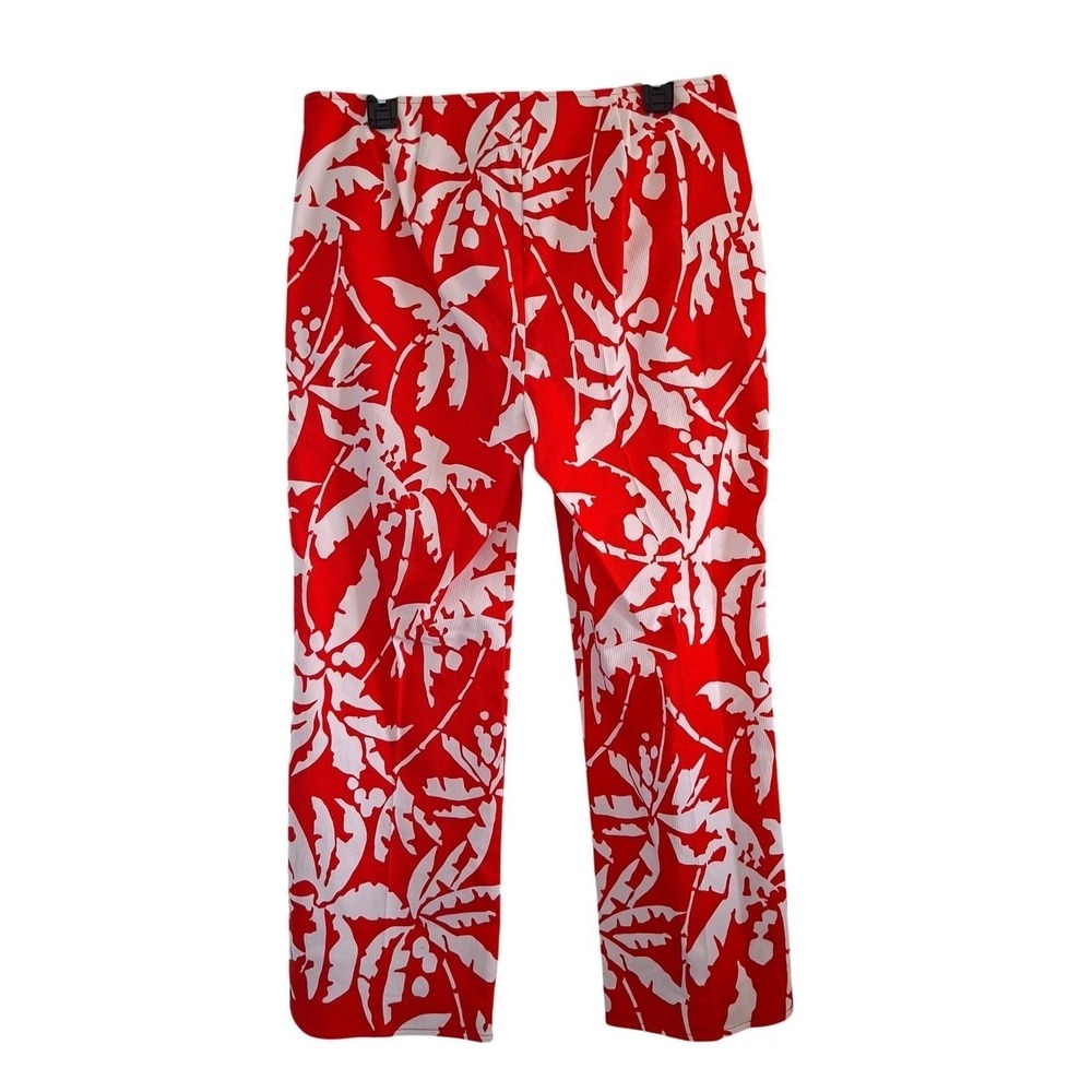 Trina Turk Orbit Pants New Size 10 Red White Tropical Palm Print NWT (MSRP $298)